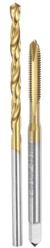sourcing map Set di punte per trapano e rubinetto, 1 pezzo 4-48 UNF a spirale filettata e 1 punta elicoidale da 2,4 mm, kit di utensili per filettatura, rivestito in titanio HSS-6542