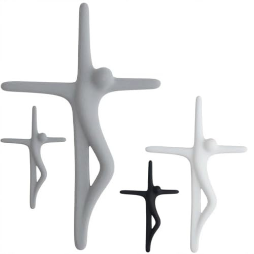 MGKolbe Wandkreuz aus Keramik, modern, stilisiert, 37 x 25 cm, Grau