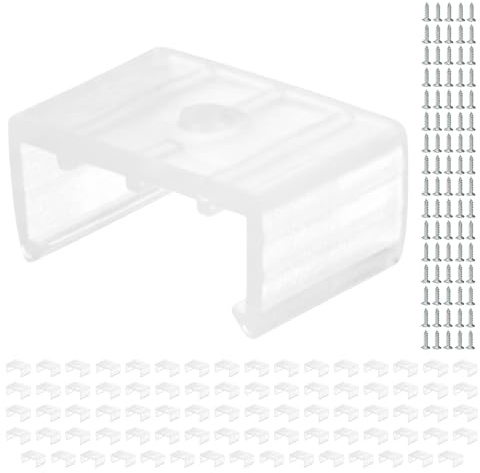 TIXIPEM 80pcs Waterproof LED Strip Light Clips 0.59in, Mounting Clips | with Screws, for 18-20mm LED Neon Flexible Strip Lighting, Neon Signs DIY, Transparent