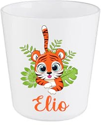 Gobelet enfant personnalisé tigre jungle – 260 ml – Incassable – Prénom au choix – Spécial rentrée scolaire – Bébé Panda