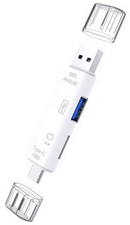 SD-Kartenleser, Dual USB 3.0, Micro USB & USB-C Stecker, Hochgeschwindigkeits-Adapter für Micro SD/TF-Karten – Ideal für Phone 15/16, Android, Mac Book & Windows - Von LokoBatii (Weiß)