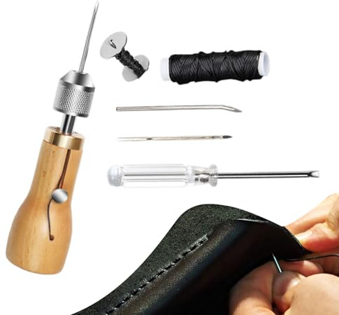 Rrlihjgu Kit De Costura Para Cuero - Kit Reparación Zapatos Resistente - Accesorios Manualidades Para Muebles Hogar Bolso Asiento Chaqueta Cartera Sofá
