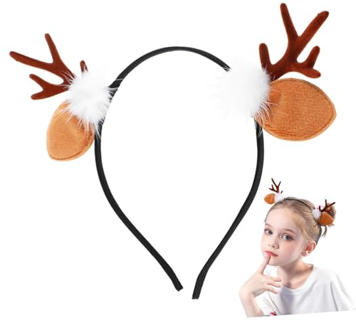 Hohopeti 2piezas Diadema de Asta de Ciervo Adorable Adorno Pelo de Alce Cuerno de Ciervo para Adornos de Cabeza de Fiesta y Pinzas Pelo de Navidad