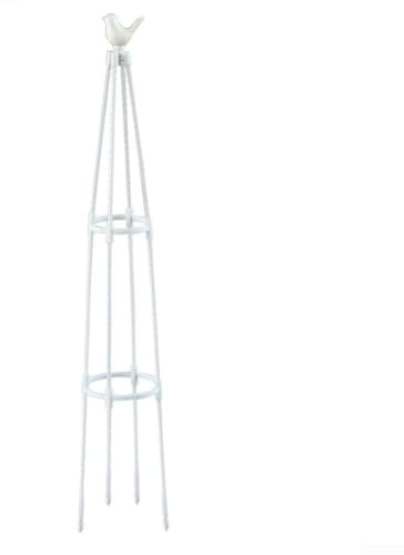 Oniissy Obelisco da giardinaggio a forma di torre con design a testa di uccello, tubo di ferro rivestito in plastica, telaio di supporto per piante rampicanti, per rose, piselli dolci e pomodori