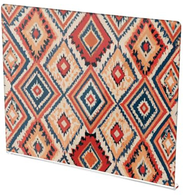 YANENDIE Acrylic Cutting Board with Counter Lip 16.5 x 13.4, Aztec Rhombus Clear Cutting Board for Kitchen, Non Slip, Countertop Protector for Home Restaurant Sink Stove