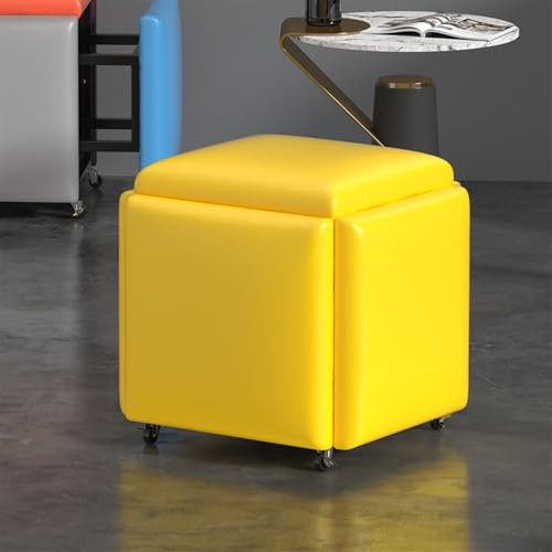 5-i-1 sittkub, förvaringsottomansk kub med svängbara hjul, transformerbart set för vardagsrum, sovrum, kontor (färg: Sammetssås lila, storlek 45 cm)
