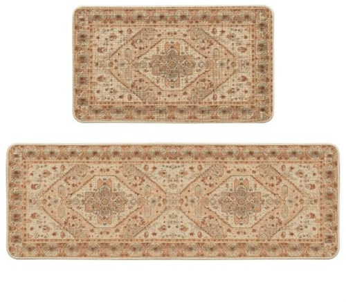 Alfombra Cocina 50X80Cm Amarillo Bohemio Alfombra Vinilica Cocina Cuero,Modernas Lavable Antideslizante Anti Fatiga para Pasillo, Comedor,Hogar Alfombrilla Cocina