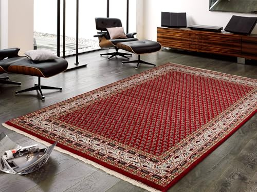 Mein Teppichmarkt Teppichträume werden wahr! BADOHI Mir handgeknüpfter Orientteppich Naturfaser Kurzflor hochwertige Qualität in Rot Beige Blau Größe: 250x300 cm Diele, Esszimmer, Flur, Kinderzim