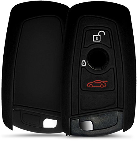 kwmobile Autoschlüssel Silikon Hülle kompatibel mit BMW 3-Tasten Funk Autoschlüssel (nur Keyless Go) - Schlüsselhülle in Schwarz
