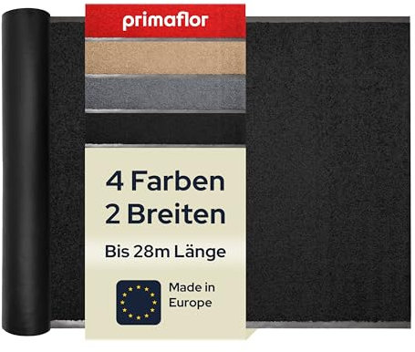 Primaflor Sauberlauf nach Maß - CLEAN, Schwarz, 1,20m x 3,50m, Rutschfester Schmutzfangläufer Meterware, Robuster Küchenläufer, Zuschneidbarer Teppichläufer, Eingangsmatte für Flur und Windfang