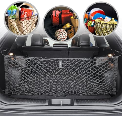 Envelope Style Elastic Trunk Mesh Cargo Net for Jeep Cherokee Latitude Limited 2019-2025 - Premium Trunk Organizers and Storage - Luggage Net for SUV - Best Car Organizer for Jeep Cherokee