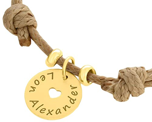 Namensarmband Gold Gravur Armband mit Namen Herz Kindername Geburt Geschenk Mama Mutter Freundschafts Band Größe Namensschmuck | HANDMADE IN GERMANY