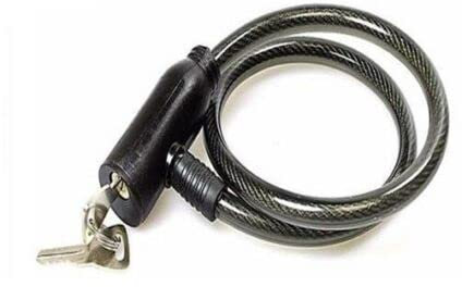 PaulStore Steel Spiral Cable Bicycle Bike Lock 2 Keys Cycle Chain PVC Non scrachable Sleve (Black)