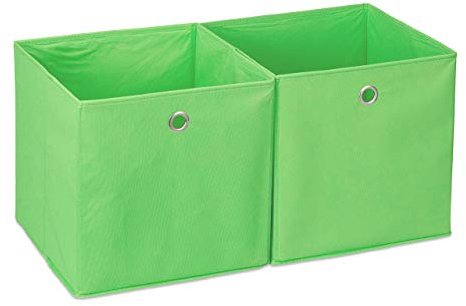 Relaxdays Aufbewahrungsbox Stoff 2er Set, quadratisch, grün | Aufbewahrung für Regal, Stoffbox in Würfelform 30x30x30 cm