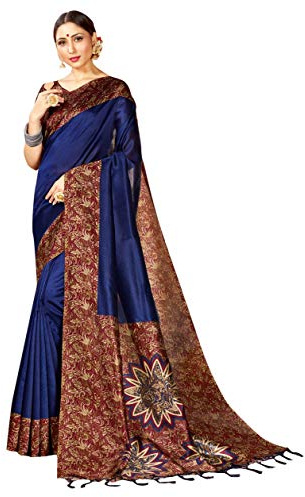 Sarees For Women Mysore Art Silk Printed Saree, Ethnic Gift Indian Traditional Wedding Sari with Unstitched Blouse
