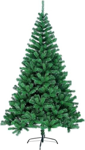 azorex Árbol de Navidad Artificial 120-240 cm Árbol Material Fibra Natural Verde con Soporte de Pie Metálico Material PVC Fácil Montaje Decoración Exterior/Interior (Verde Natural, 180cm)