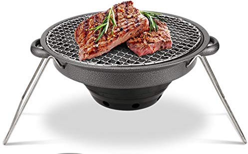 Auoeer Folding Fire Pit, Black Cast Iron Brazier Heater, Multifunctional Camping Bowl BBQ, For Indoor Outdoor Garden Patio Grill Wood Charcoal