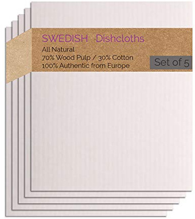 Swededishcloths Swedish Dishcloth (Natural Color) Set of 5 Each Paper Towel Replacements | | ECO Friendly Reusable Absorbent Cleaning Sponge Cloths