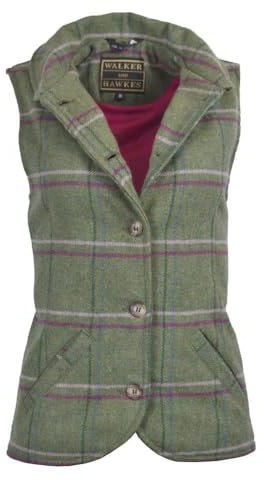 WALKER AND HAWKES - Gilet Derby Tweed Ashby da Donna - Striscia Rosa - EU 36 (UK 8)