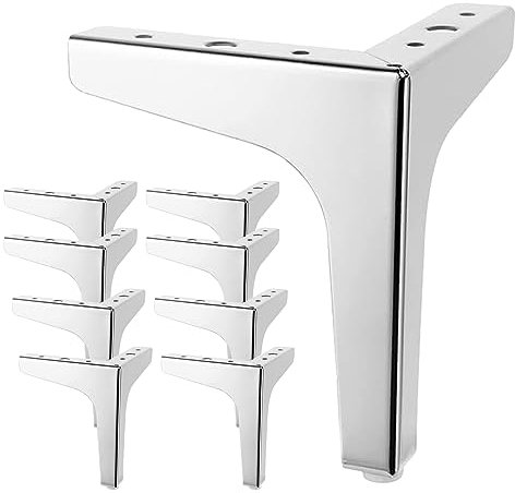 YOUNTHYE 8PCS Metal Furniture Legs 15cm, Triangle Chrome Legs for Furniture, 6 inch Silver Sofa Legs Replacement for Cupboard Cabinet Couch Chair