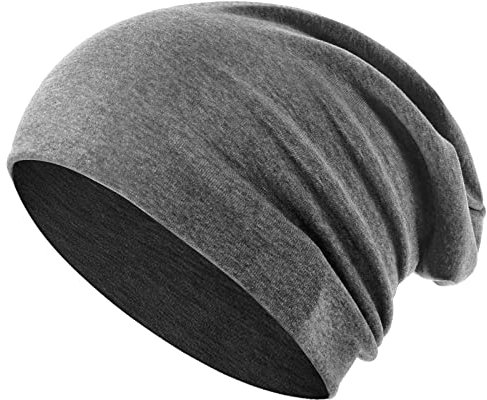 flintronic Beanie Mütze, Slouch Beanie Mütze aus Baumwolle, Leicht und Weich Wintermütze, Elastische, für Herren und Damen - Dunkelgrau