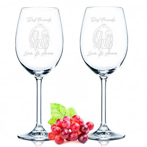 GRAVURZEILE Leonardo Weingläser - Best Friends V2 Design - Geburtstagsgeschenk für Männer & Frauen - Beste Freundin Geschenke - Best Friends Freundschaft - BFF Geschenke Farbe Daily