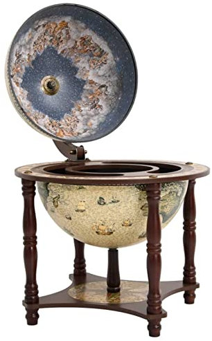 Tidyard Globusbar Getränkebar Bartisch Weltkugel Globus Bar Hausbar Weinregal Braun Massivholz Eukalyptus