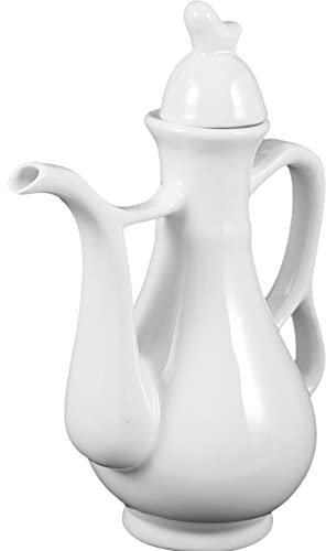 Kichvoe Ceramic Huadiao Wine Pot Wine Jug for Restaurant Serving Handle for Drinking