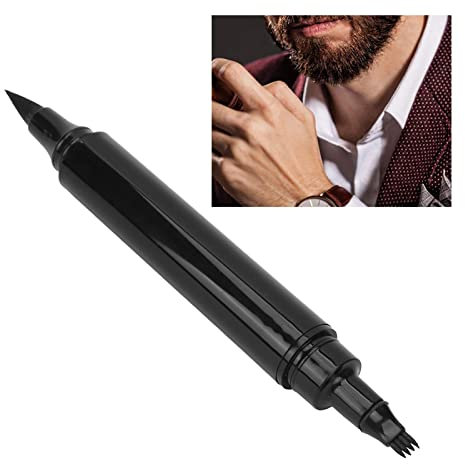 2 in 1 Bartstift Füller für Herren Wasserfester Schwarzer Bartstift Bartbürste Langanhaltende Abdeckung Männliche Schnurrbart Reparaturform Verbesserte Gesichtsbehaarung (SCHWARZ)