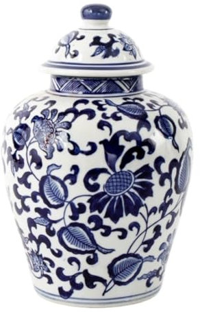 Deko Vase Chinesische Dekorative Keramikvasen, Ingwerglas Mit Deckel Für Heimdekoration, Chinoiserie, Blaues Und Weißes Porzellan Vase mit Deckel