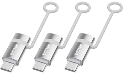 BOUTOP [Apple MFi Certified 60W Lightning to USB C Adapter for Fast Charging Compatible with iPhone 15 Pro/15 Pro Max/15/15 Plus, MacBook, iPad - [3 Pack, Silver]