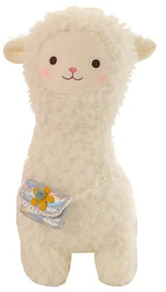 Herfair Alpaka Kuscheltier, Plüschtier Plushies Weiches Lammfellwolle Stofftier Alpaka Kissen Geschenk für Kinder Mädchen Jungen (35cm)