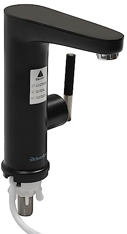 Elektrischer Küche Wasserhahn mit Durchlauferhitzer Küchenarmatur Küche Armatur 3200W, LED Temperaturanzeige, Schwarz, Edelstahl Armatur, Bad Küche, IPX4 Wasserdicht