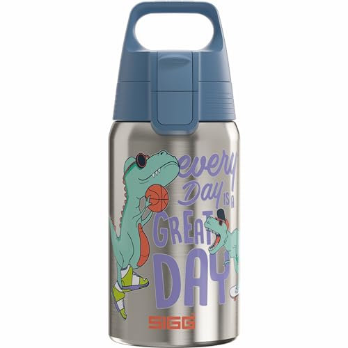SIGG - Edelstahl Trinkflasche Kinder - Shield One Great Day - Für Kohlensäurehaltige Getränke Geeignet - Auslaufsicher - Federleicht - BPA-frei - Grau - 0,5L
