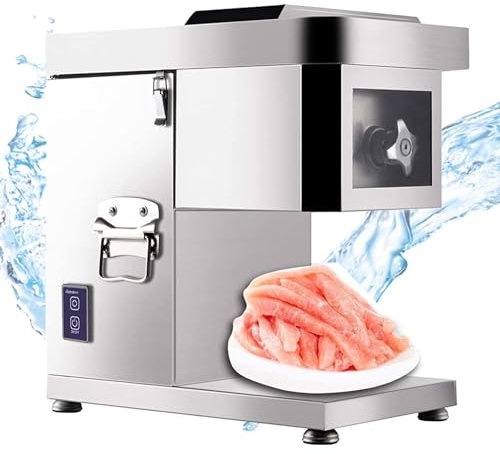 PLABNK Cortadora de Carne eléctrica, cortadora de Carne de Acero Inoxidable de 2,5 mm, cortadora de Verduras eléctrica de Acero Inoxidable,Silver