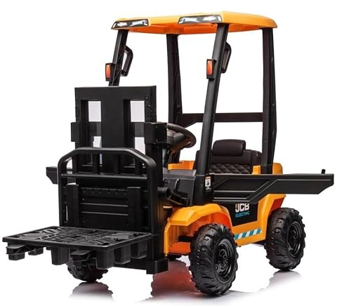 Indalchess JCB Chariot élévateur électrique à batterie 12 V pour enfants, RC 2,4 GHz parental, enfants de 1 à 5 ans