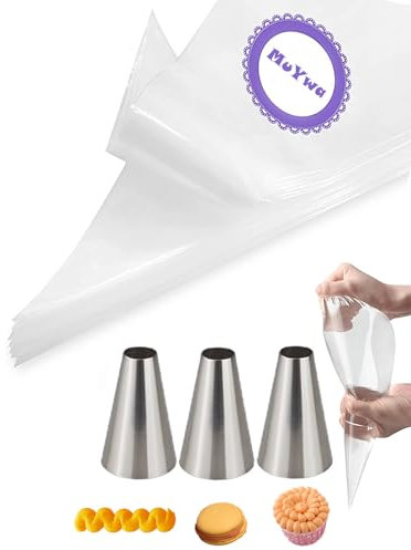 Ugello per tubazioni per macaron, con sacchetti, #12 punte rotonde per macaron, sac à poche usa e getta da 30,5 cm, per glassare e decorare torte