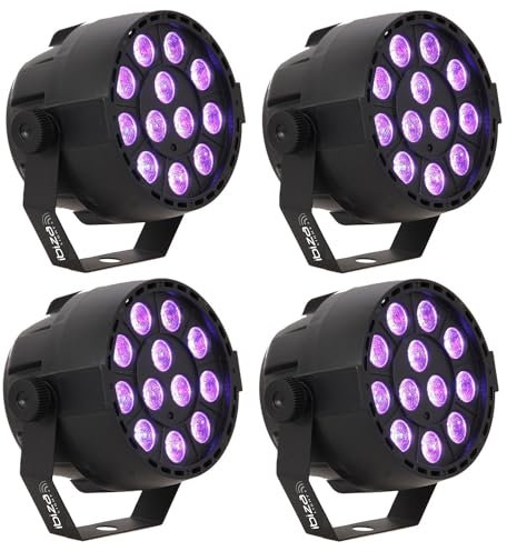 Ibiza - 4 Stück Ibiza Licht PAR-MINI-UV – 18 x 1 W Party Club Bar Disco Licht DMX LED UV Stroboskop