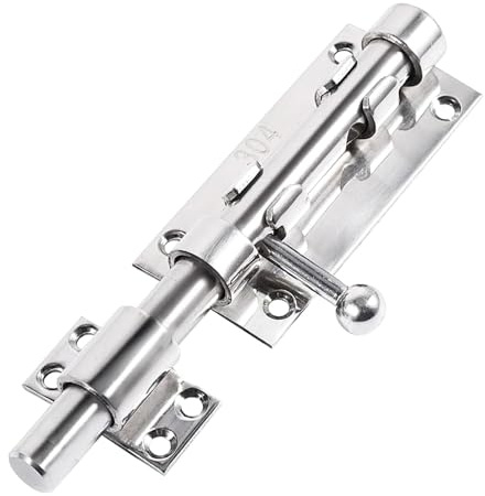 Schiebetürriegel mit Vorhängeschlossloch, Edelstahl 304, beidseitiger Schiebetürriegel, Türsicherheitsschloss, Durchmesser 12 mm, für alle Arten von Türen, Schranktüren und Badezimmern (200mm)