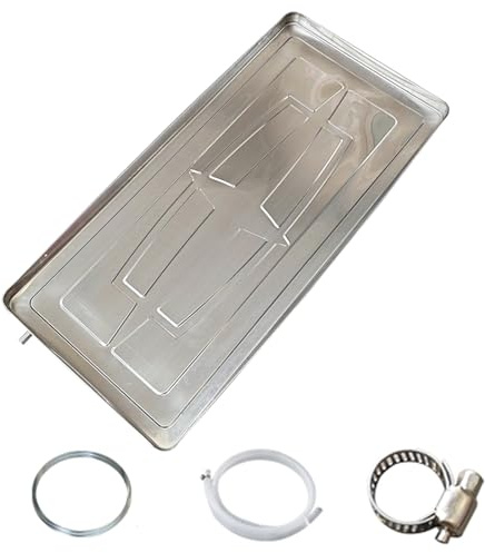 Bandeja de Goteo para Aire Acondicionado Bandeja de Condensados Aire Acondicionado Material de Acero Inoxidable Bandeja Recoge Agua Aire Acondicionado con Tubo de Drenaje(100 x 47cm)