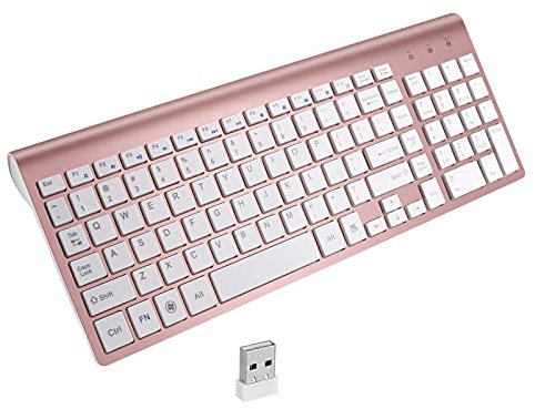 BaotyJie Tastiera Desktop Slim 2.4G Silenzioso per Tastiera Numerica per PC Laptop, Oro Rosa