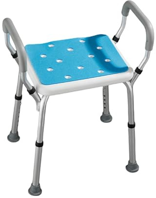 VED Duschstuhl, 6-Fach Verstellbarer Badewannen-Duschhocker mit abnehmbaren Handläufen, Rutschfester Badezimmerstuhl für ältere Menschen mit Behinderung (weiß, 47 x 54 x 73–83 cm)