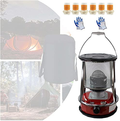 BomDog Calentadores de Aceite para Estufas de Tienda de Campaña Calentadores de Parafina Deo Inoxidable Duraderos Calefacción Eficiente Estufa de Queroseno para Interior Al Aire Libre/Red,White/4.6L