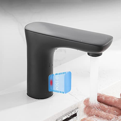 Modern Basin Mixer Tap Bathroom Sink Taps Sensor Infrared Black Infrared Sensor Faucet Wash Basin Faucet for Bathroom Hot and Cold Water