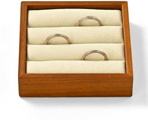 Oirlv Massivholz Ringständer klein Schmuckaufbewahrung | Cremeweiß Kompakter Ringständer aus Massivholz. Perfekt für Ohrstecker & Ringe – ideal für Vitrine oder Aufbewahrung