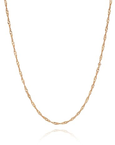 JaruJaru Dainty Solid Gold on S925 Sterling Silver Chain Necklace,1.3mm, 40-45cm, Delicate Hypoallergenic Layering Jewelry Chain for Women