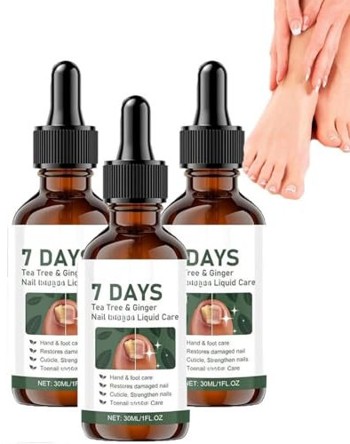 Trattamento antifungino per unghie in 7 giorni, Trattamento antifungino per unghie dei piedi, Olio di melaleuca per funghi delle unghie, per unghie spesse, rotte e scolorite (3pcs)