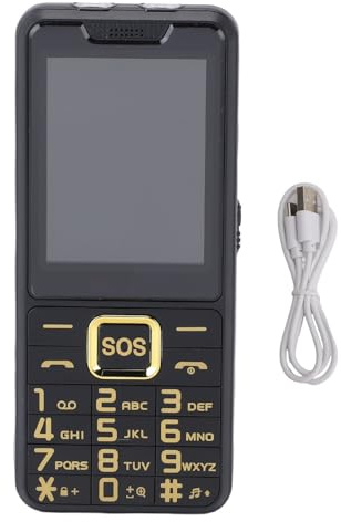 Oreilet Seniors Cell Teléfono, Pantalla de 2.6 Botones Grandes Teléfono Móvil Simple con Doble Ranura SIM, SOS, Linterna, Calculadora, Radio FM, para Personas Mayores, Ancianos, Padres (Black)