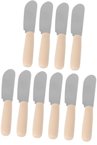 ASAKKURA 10 Pièces Couteaux à Beurre Acier Inoxydable avec Manche Plastique Épandeurs et Antiadhésifs pour Cuisine et Pâtisserie à