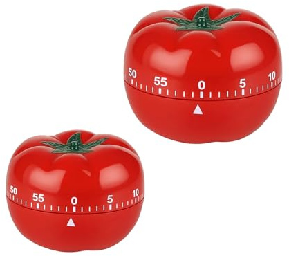 2 Stück Küchenwecker Tomate,Eieruhr Mechanisch,Kurzzeitwecker Küche,Pomodoro Tomaten Timer,Küchentimer Mit Tomaten-Design, Küchenwecker-Lustig Für Kochen Und Lernen,Groß Und Klein Rot